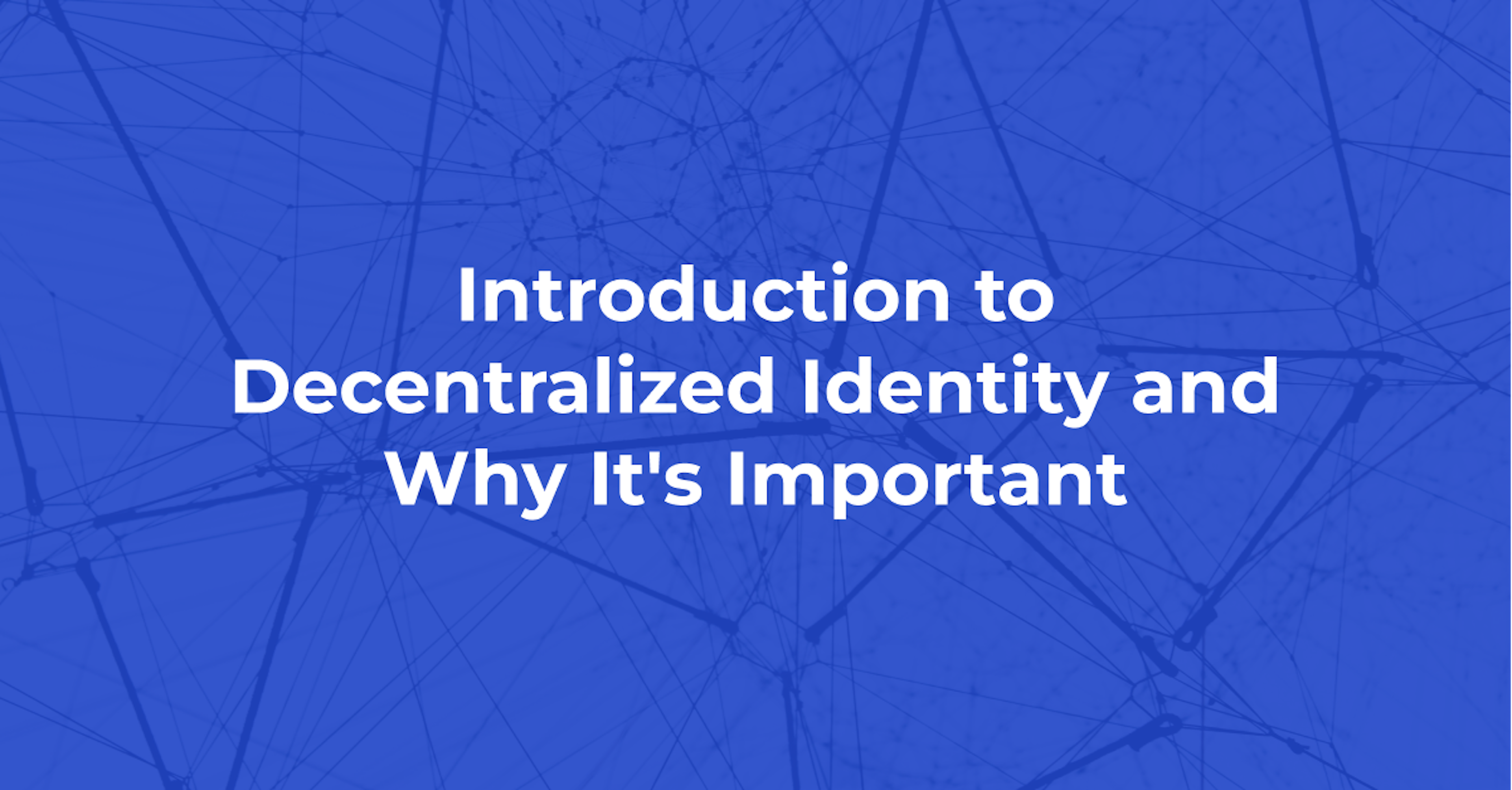 Introduction to Decentralized Identity and Why It's Important